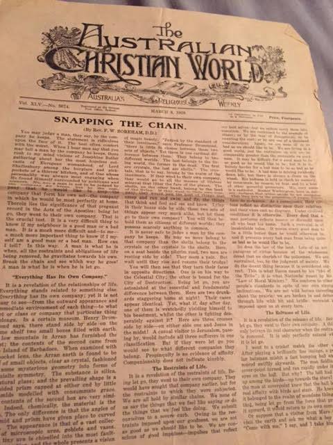 The Australian Christian World Newspaper, which FWB wrote for.