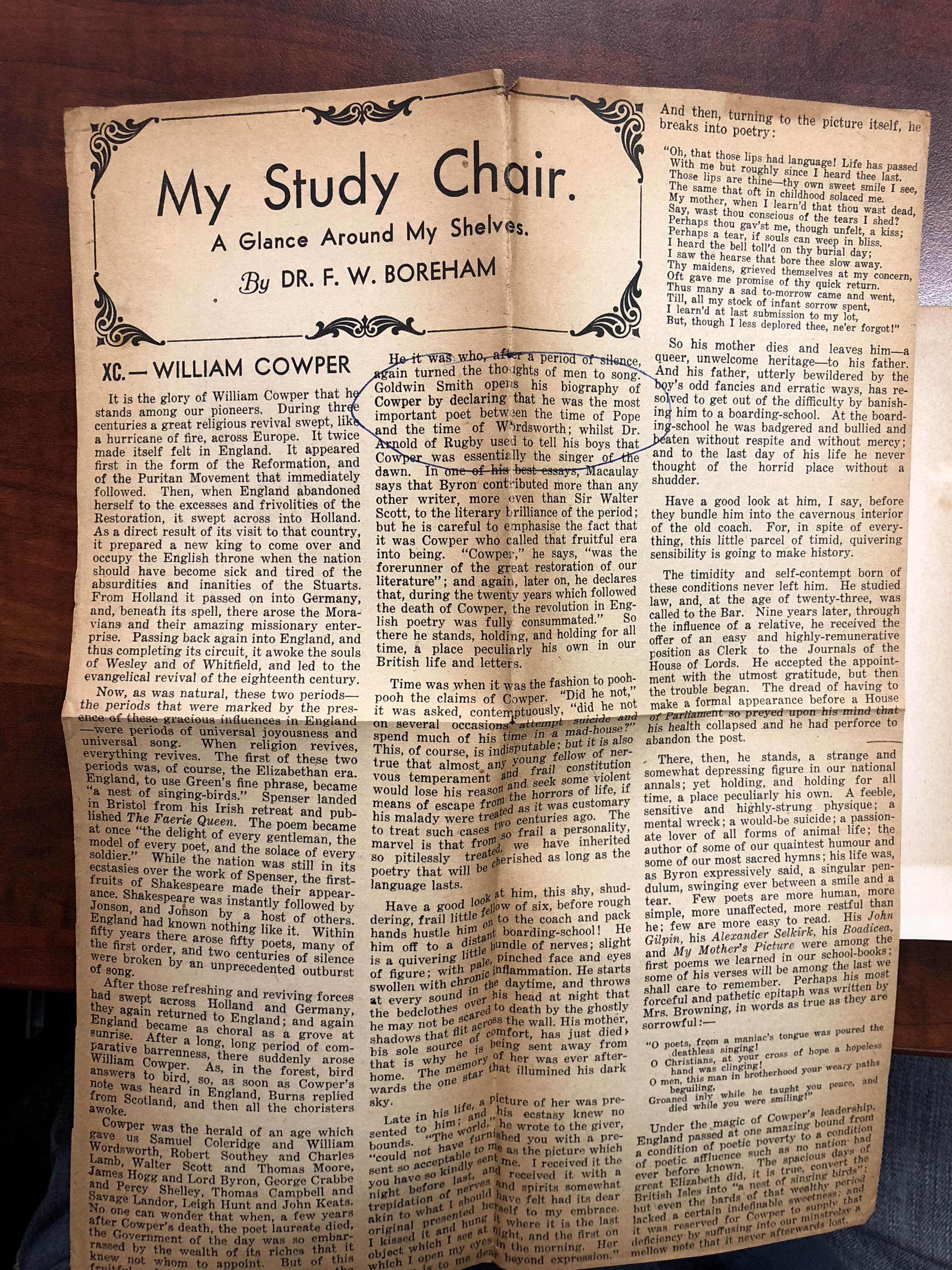 An example of one of Dr. Boreham's sermon-essays re-packaged for a popular Christian periodical