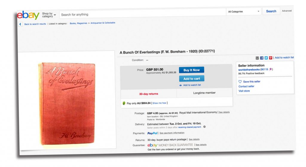 A Bunch of Everlastings now selling on eBay for over $1005 (Australian dollars)!