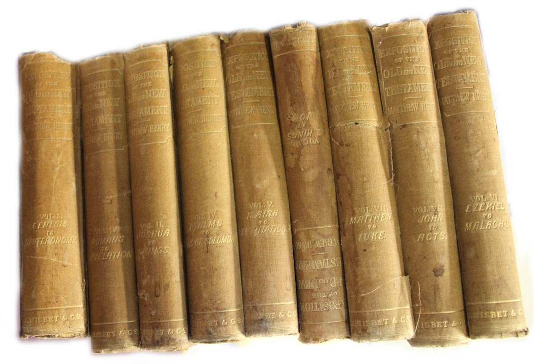 The 9 Volume Set of Matthew Henry's Commentary which the Park Crescent Congregational Church presented to FW Boreham in 1891